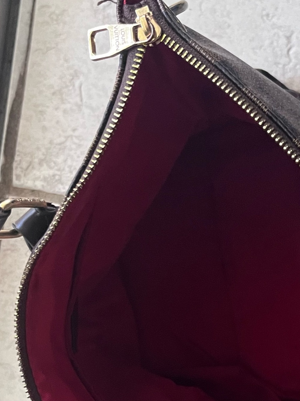 Brown checkered Zip top design inspired satchel . - Picture 6 of 11